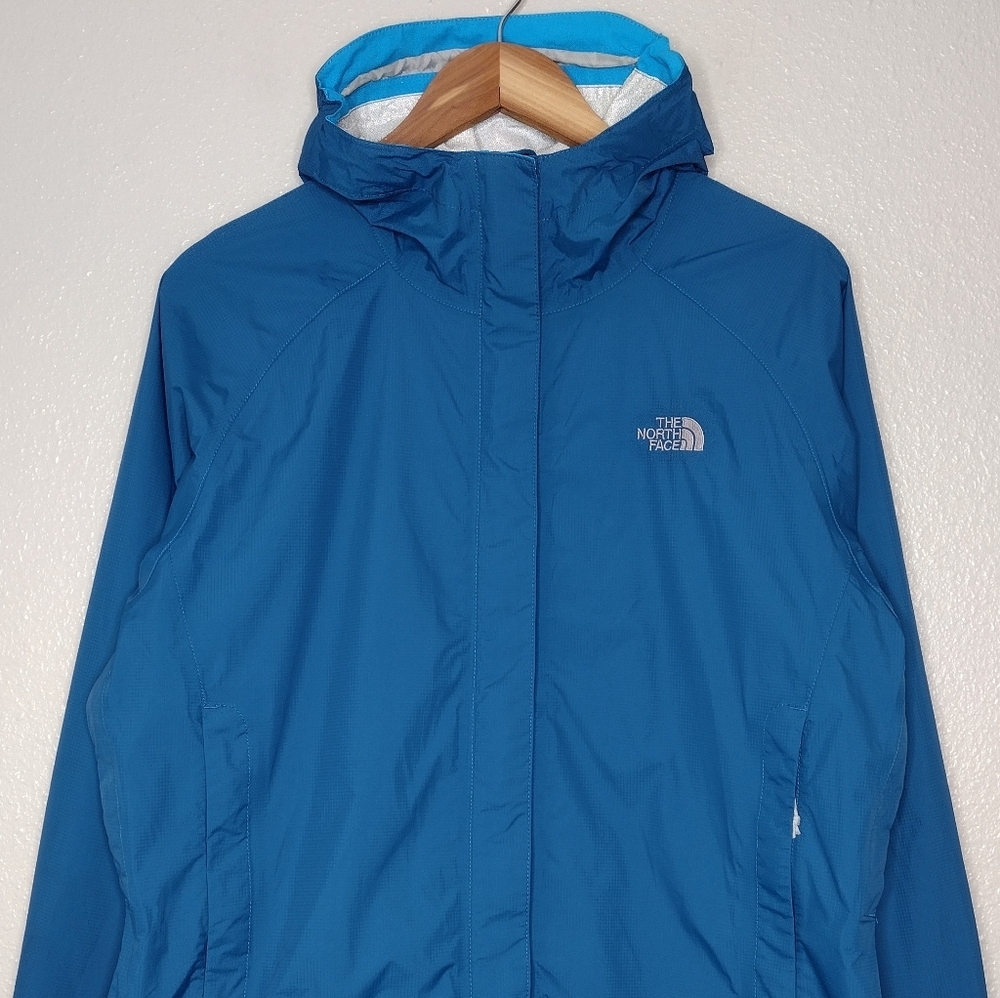 The North Face HyVent DT Nylon Blue Full-Zip Rain Windbreaker Jacket Sz L - Picture 3 of 16